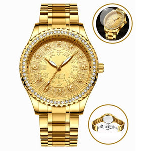 Fashion Luxurious Men Watch Classic Watch 12 Zodiac Waterproof Diamond Stainless Steel Strap Men's Clock Wrist Watches reloj