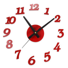 Load image into Gallery viewer, Creative 3D Sangtai6168s Mute DIY Digital Wall Clock Decorative Acrylic Sticker Watch Fashionable Red/White/Black Wall Clock