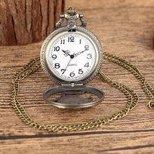 Load image into Gallery viewer, Half Hunter Old Fashioned Retro Chinese Zodiac Mouse Quartz Pocket Watch Necklace Fob Chain Antique Collection Clock Unisex