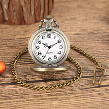 Load image into Gallery viewer, Half Hunter Old Fashioned Retro Chinese Zodiac Mouse Quartz Pocket Watch Necklace Fob Chain Antique Collection Clock Unisex